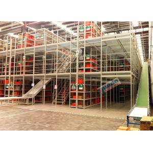 Multi Tier Storage Rack Supported Mezzanine Light Grey Structural Steel Platform