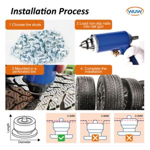 Tungsten Carbide Tire Studs with Cylindrical Non-Slip Core Zinc Coated for Anti