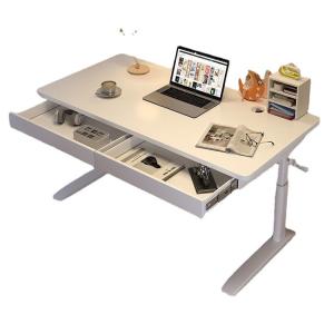 Commercial Furniture White Wooden Standing Computer Desk with Manual Height