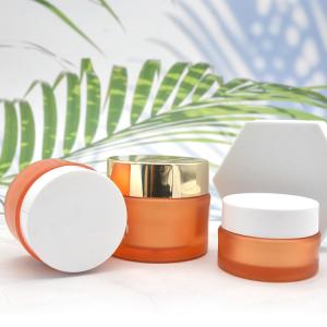 Gold Amber Cream Frosted Plastic Jars With Aluminium Anodized Caps