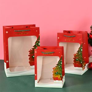 Custom Order Accepted Eco Friendly Paper Christmas Present Bag with Clear PVC