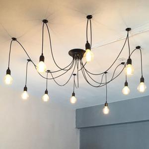 Retro Loft Industrial Chandelier Adjustable E27 Multi Head Lamps Restaurant