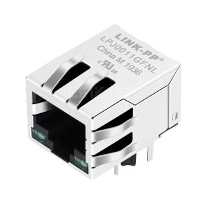 WE MIC24012-5101T-LF3 Compatible LINK-PP LPJ0011GFNL 10/100 Base-T Tab Down Green/Green Led 1 Port 8 Pin Cat5e RJ45 Connector