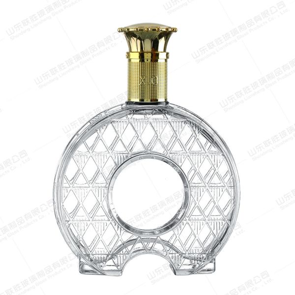 Glass Base Round Copper Coin Style Bottom Whiskey Vodka Bottle 100ml 250ml 500ml