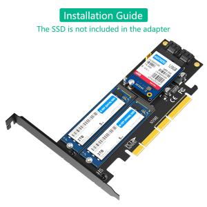 3 In 1 Msata And M.2 NGFF NVME SATA SSD To PCI-E 4X And SATA3 Adapter