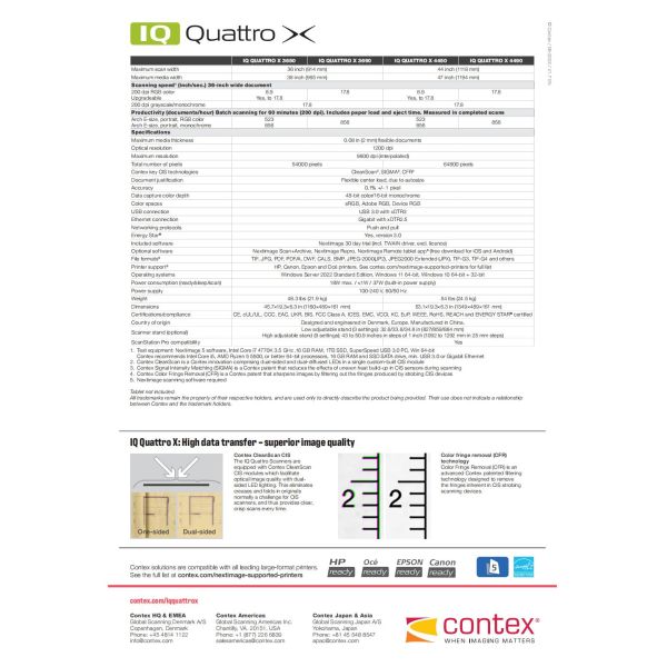 CONTEX IQ Quattro Series Large Format CIS Technology Engineering Scanner Blueprint Map Scanner IQ Quattro X4490 (B0+high-speed)
