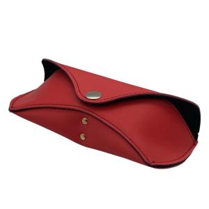 17.8cm Red OEM Leather Glasses Case Spectacle Case Packing With Button