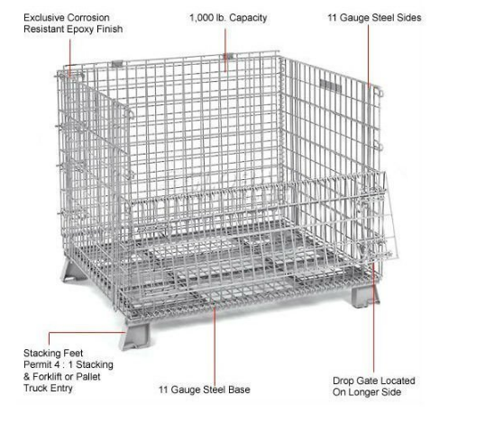 Folding Wire Mesh Container / Small Mesh Containers Strong Structure