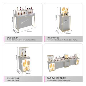 Customized Skincare Store High Cabinet with Lightbox Gray Wooden Beauty Display