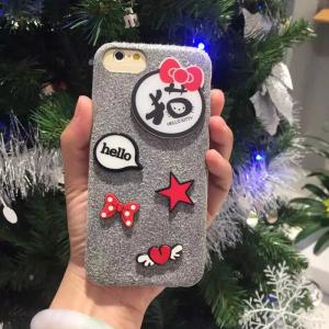 DIY Korean Lovely Microfiber Cat Hairball Small Star Bow Back Cover Cell Phone