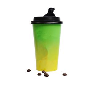 Customized biodegradable disposable double wallpaper cup for coffee cups