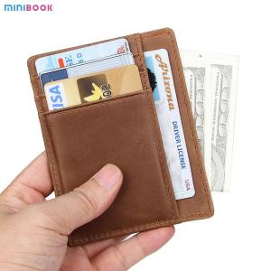 Custom Logo Men's Genuine Leather RFID Front Pocket Wallet for Ultra Slim Card