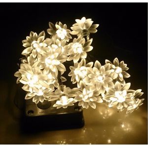 Holiday Decorative Solar String Light with Lotus Design and Solar Power for Outdoor