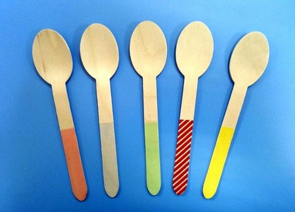 Disposable Mini Wooden Knife Fork Spoon , Personalized Wooden Ice Cream Spoons