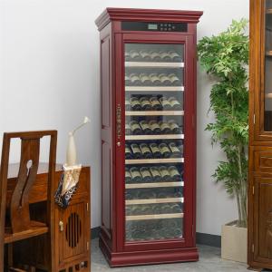 Precise Temperature Controlled Red Solid Wood Wine Cooler With Locker