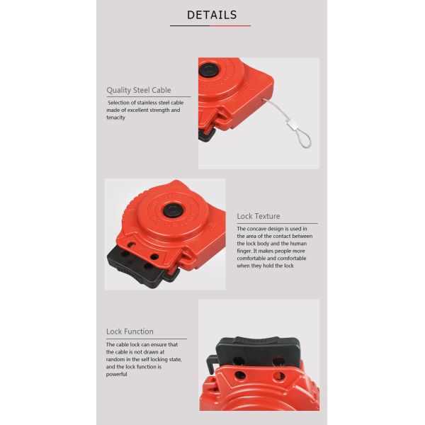 Impact Resistant Master Lock Adjustable Cable Lockout 2MM Diameter Concave Design