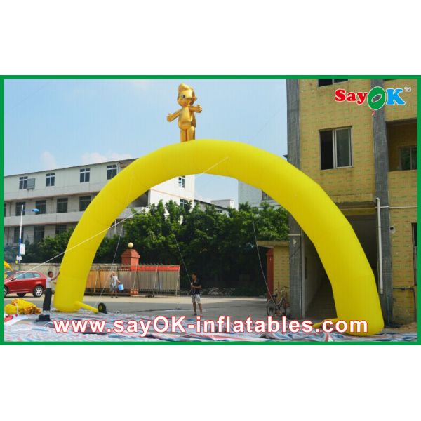 Inflatable Rainbow Arch Customized Yellow Fire - Proof Finish Line Inflatable
