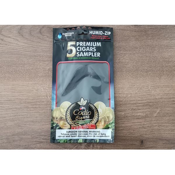 Moisture Proof Zipper Resealable Cigar Packaging Bag With Humidification System