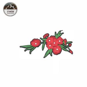3D Rhinestone Embroidered Cloth Badges , Red Plum Blossom Patch With Polyester