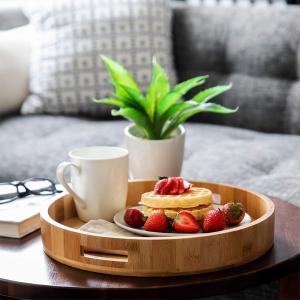 Customized Round Bamboo Circular Tray Serving For Kitchen Living Room Decoration