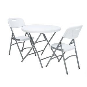 Mail Packing Portable Round Plastic Metal Folding Dining Table for Modern Design