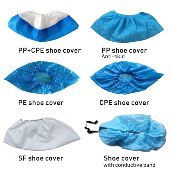 Non Woven Fabric Disposable Shoe Covers 35gsm Anti Skid Blue Ecofriendly For Wokers