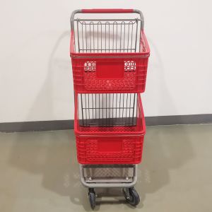 New Style Two Layers Plastic Supermarket Trolley With 4 PU Wheels