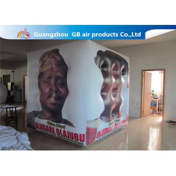 Fireproof White Cube Inflatable Helium Balloons PVC Material Full Digital
