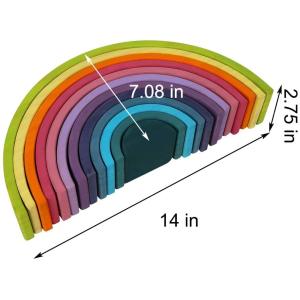 3D 2.75in Stacking Rainbow Wooden Rainbow Stacker 12 Piece