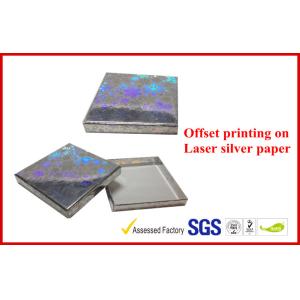 Offset Printed Silver Paper Gift Packaging Box for Christmas , Custom Top and