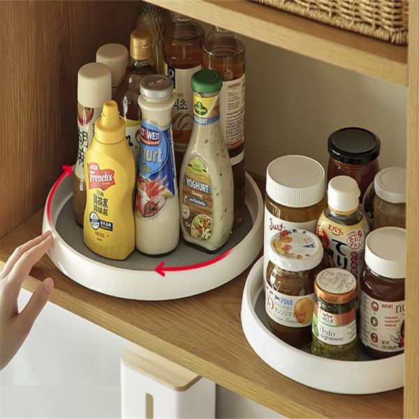 Plastic Kitchen Turntable Organizer for Spice Items and Fruit Placement Standing Type
