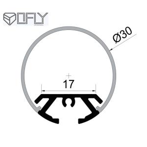 China Suspended Aluminum LED Strip Extrusions Anodized 30mm Round 270 Degree on sale