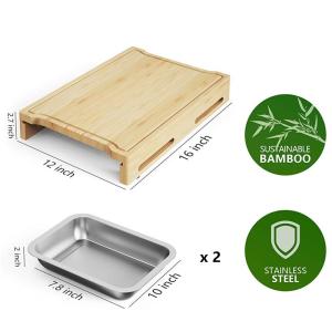 Wholesale Natural Colour Rectangle Bamboo Chopping Cutting Board With Tray And Drawers For Kitchen from china suppliers