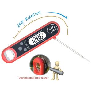 Red Electronic Meat Thermometer / Waterproof Digital Thermometer With Inside