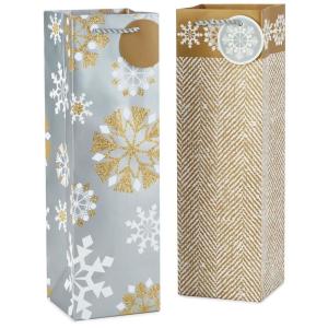 Luxury Paper Wine Bottle Gift Bag With Ribbon And Handle