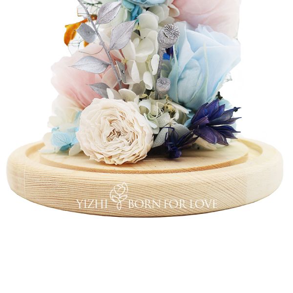 Home Decor Colorful Preserved Rose In A Glass Dome 7cm-8cm