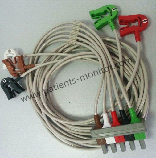 PHiliph Cbl Shielded Adult 5 lead grabbers safety AAMI clips M1623A In Good