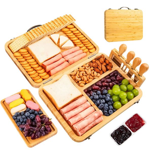 Foldable Sustainable Bamboo Charcuterie Board Knife Set for Entertaining