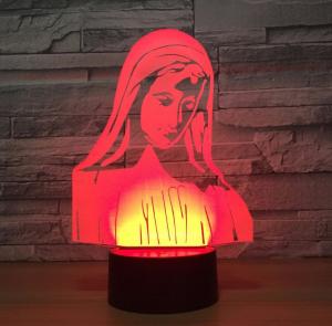 China Virgin Mary 7 Colors Change 3D LED Night Light with Remote Control Ideal For Birthday Gifts And Party Decoration on sale