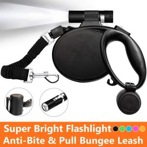 Lighted Expandable Dog Leash With Flashlight 7.3" x 6.1" Safe Walking At Night