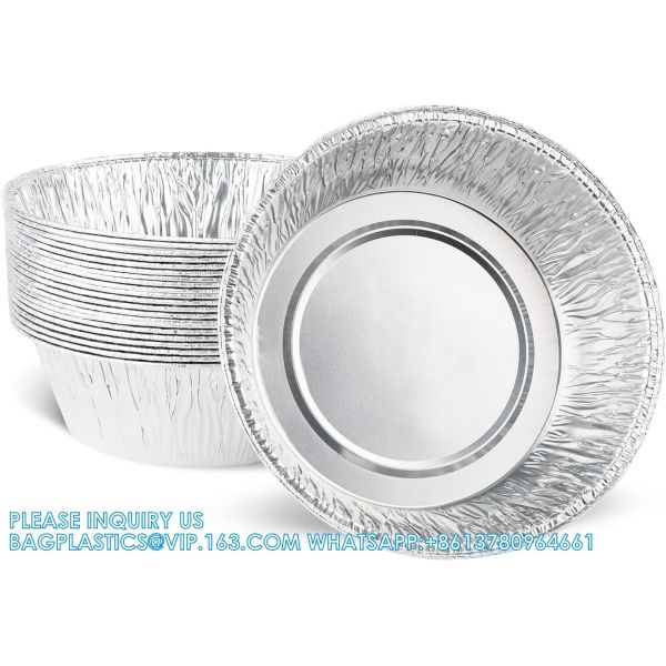 10'' Inch Round Tin Foil Pans Disposable Aluminum, Extra Deep Freezer & Oven Safe - For Baking, Cooking, Storage