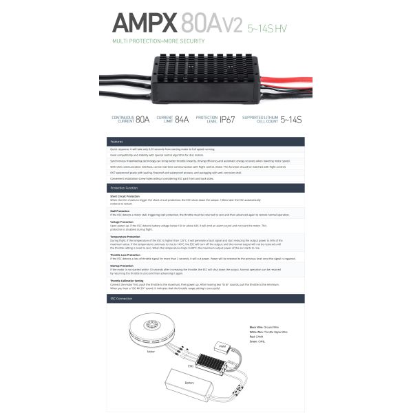 AMPX 80A (5-14S) Drone ESC Electronic Speed Controler
