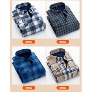 Thickened Fleece Viscose/Polyester/Spandex Plaid Shirt for Men's Office Causal
